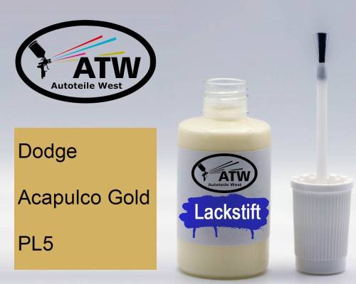 Dodge, Acapulco Gold, PL5: 20ml Lackstift, von ATW Autoteile West.